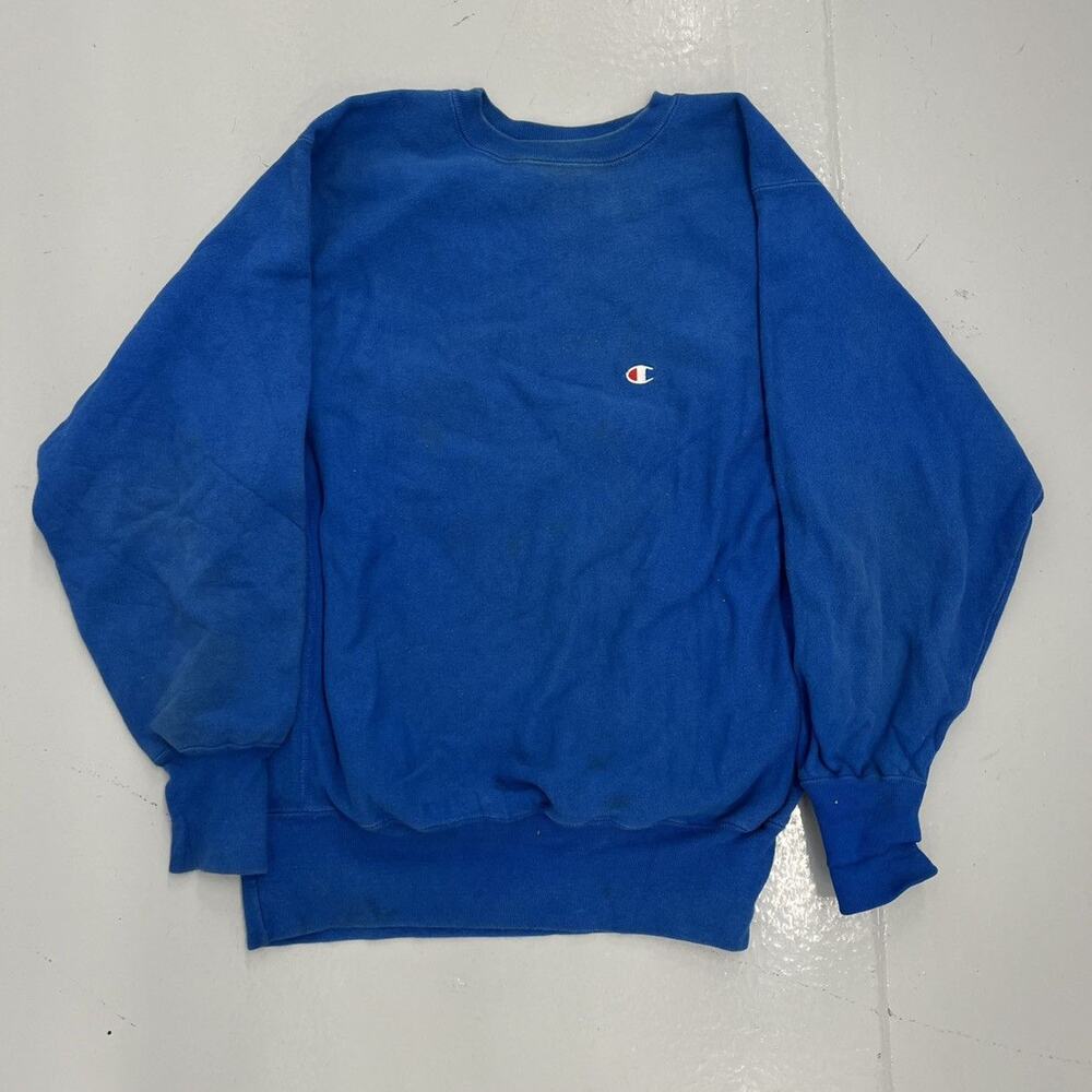 Vintage 90s Champion Blue Reverse Weave Blank Sweatshirt